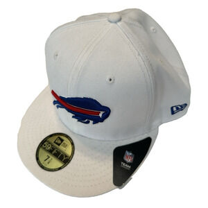 New Era Buffalo Bills Hat Cap White Embroidered Blue Logo Fitted 7 1/8 59Fifty